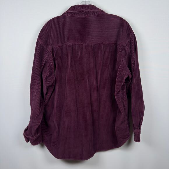 Mickey Unlimited Women's Corduroy Button Up Shirt Purple Embroiderd Size L - Picture 7 of 8